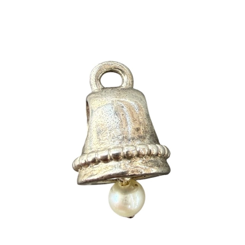 Pandora Bell Charm Women OS Silver Pearl Dangle 925 ALE Beaded Holiday